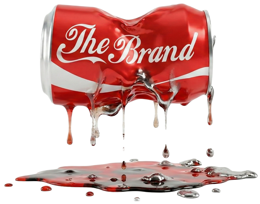 Brand red can melting representing brand commodity